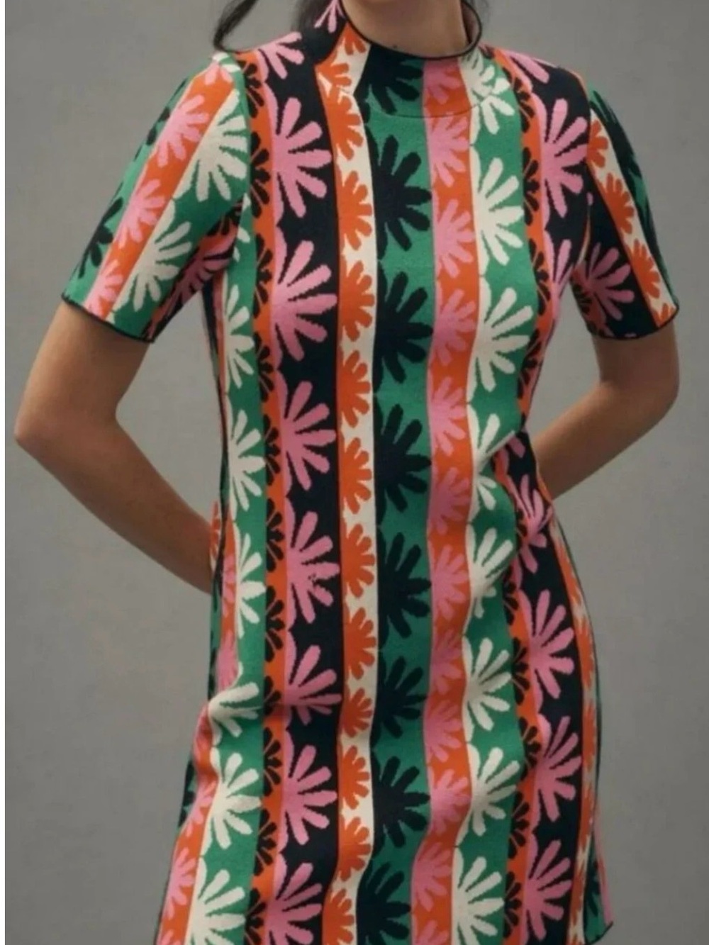 Anthropologie Multicolor Floral Stripe Knit Dress - Picture 1 of 5